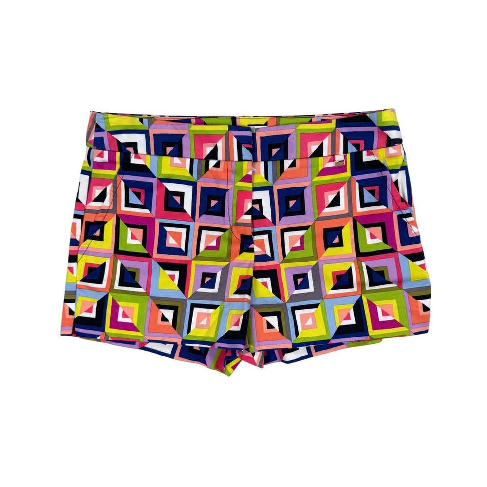 Trina Turk Geometric Shorts Women Size 4 Multi Color Cotton Blend 155506